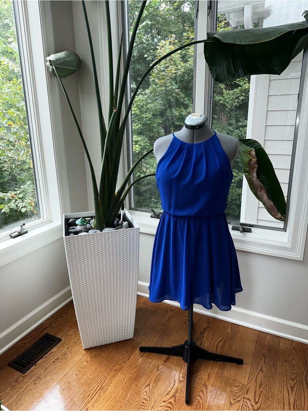 Lush Royal Blue Chiffon Halter Dress